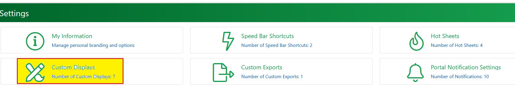 Matrix: How do you change the display in Matrix