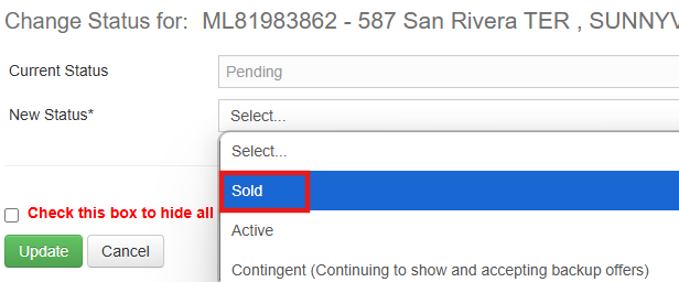 Reporting a listing Sold/Leased with No Buyer Agent