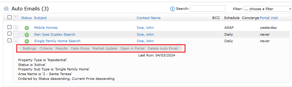 Manage Existing Auto Email